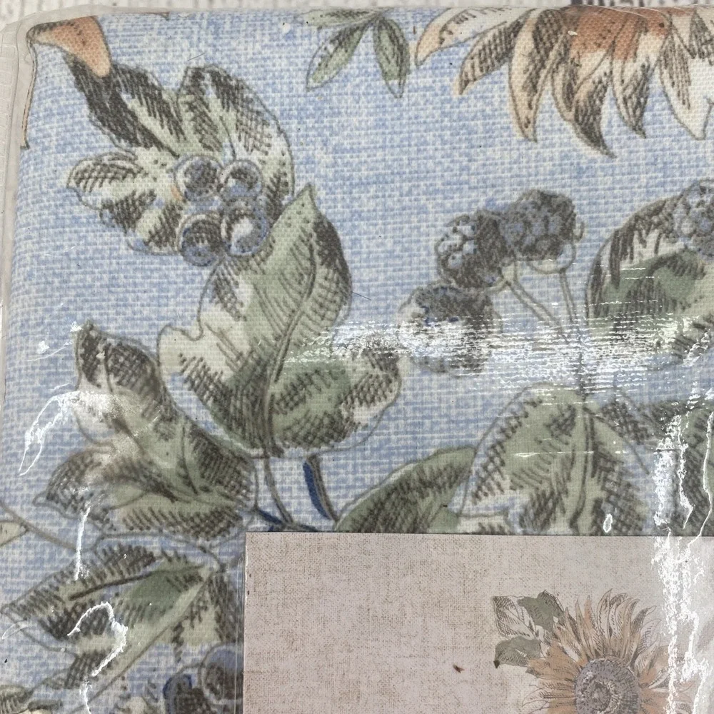 Benson Mills Calm Country Tablecloth 60x104 Blue Sunflowers Bluebirds Easy Care